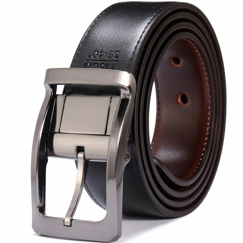 Men's Genuine Leather Reversible Dress Belt