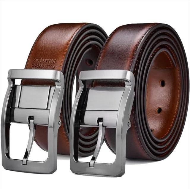 Men's Genuine Leather Reversible Dress Belt