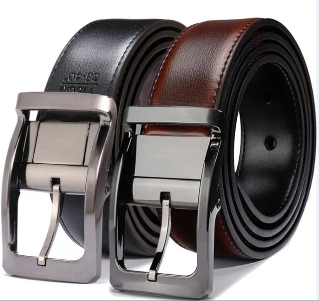 Men's Genuine Leather Reversible Dress Belt