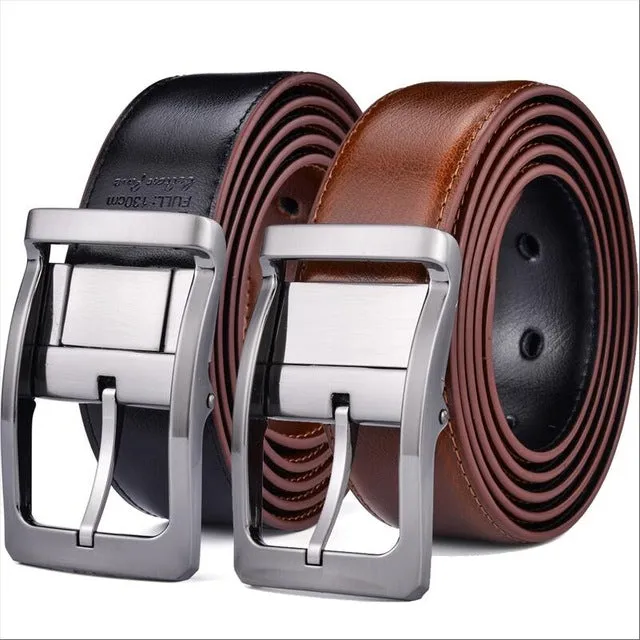 Men's Genuine Leather Reversible Dress Belt