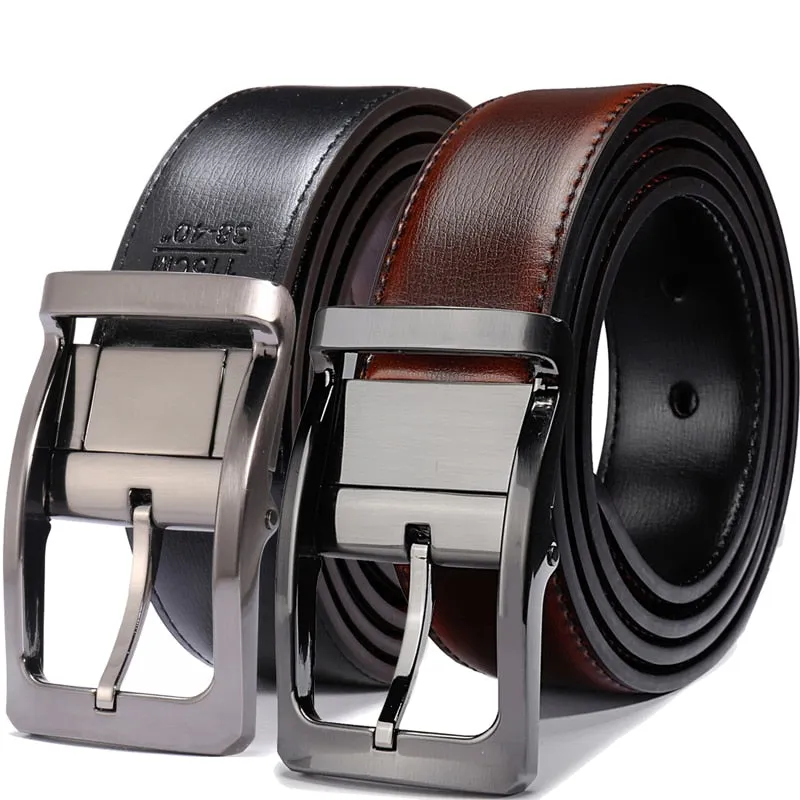 Men's Genuine Leather Reversible Dress Belt