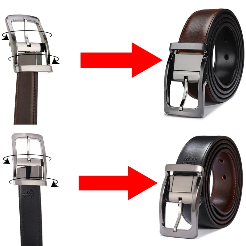 Men's Genuine Leather Reversible Dress Belt