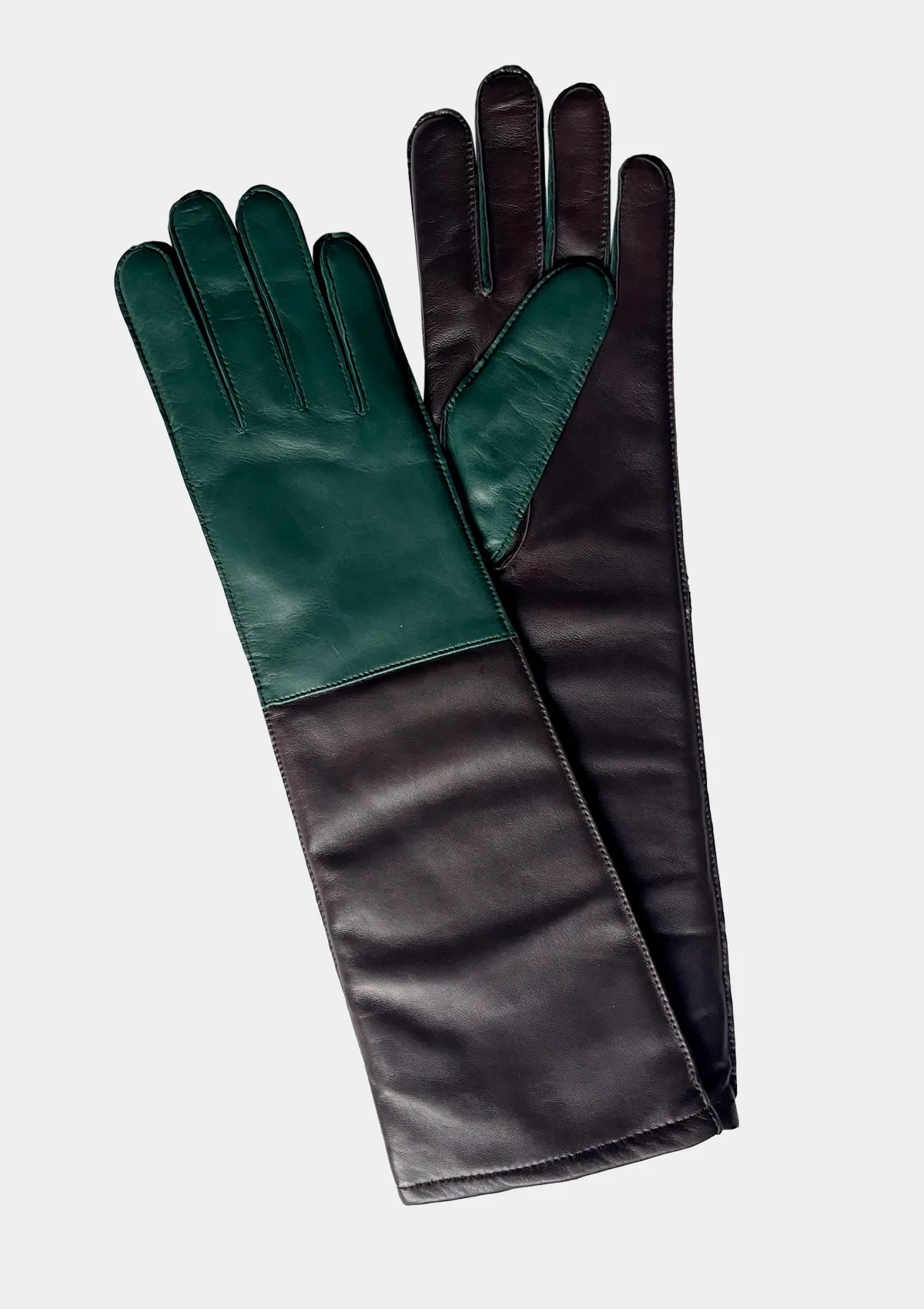 MEN'S GREEN & DARK BROWN COLOR BLOCK GLOVES