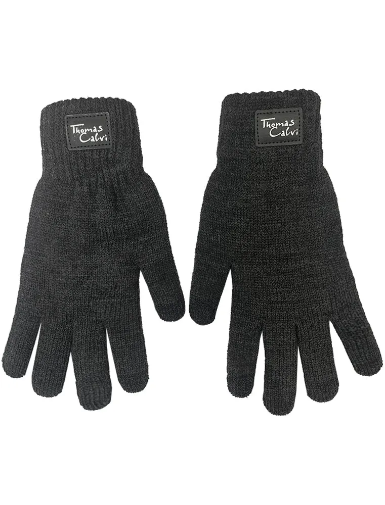 Men's Penn Knitted Gloves in Black / Charcoal