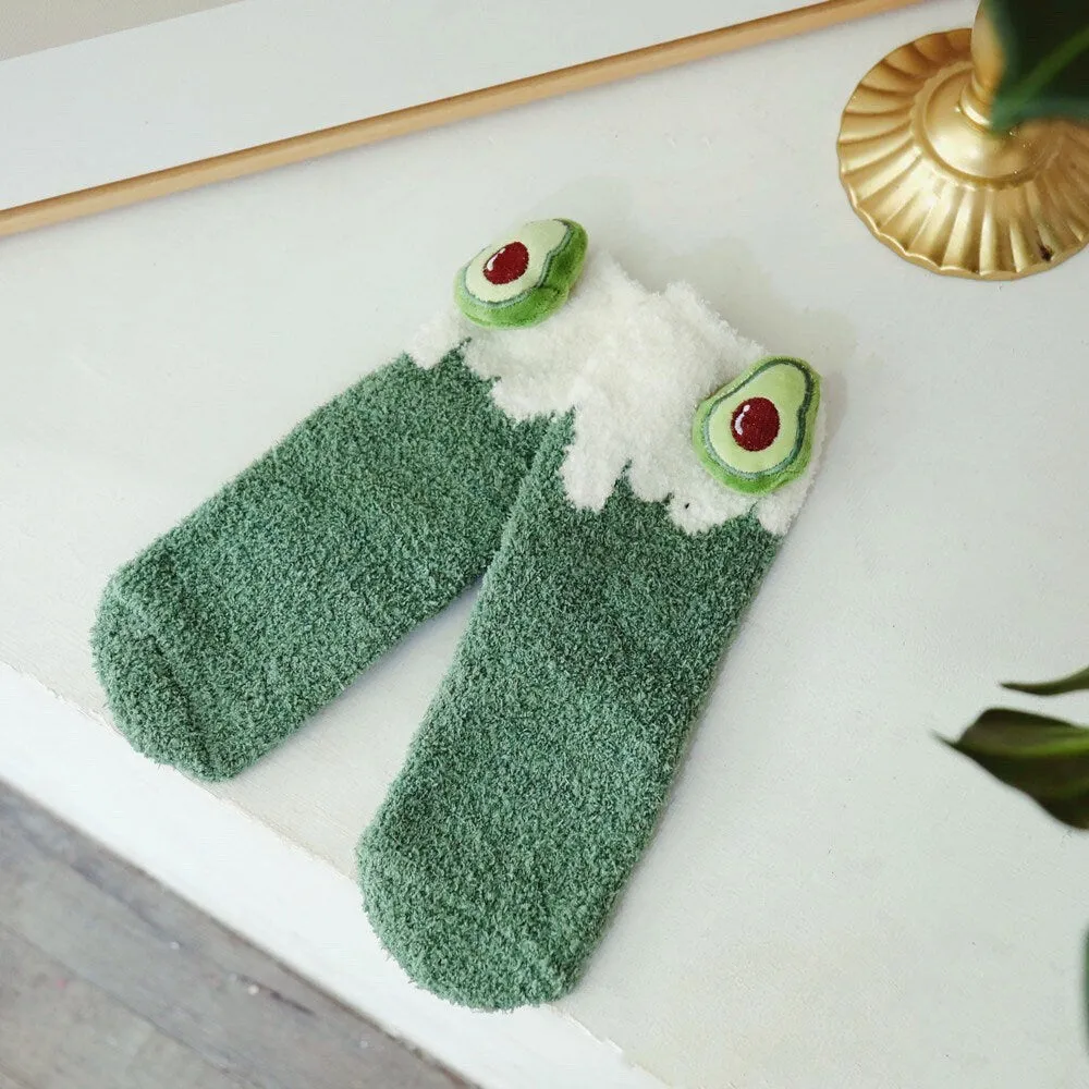 Miss June’s | Women’s | 1 pair | Floor socks | Fruits | Cute | Fuzzy | Home wear | Warm | Soft | Gift Idea | Casual | Comfort| Winter|