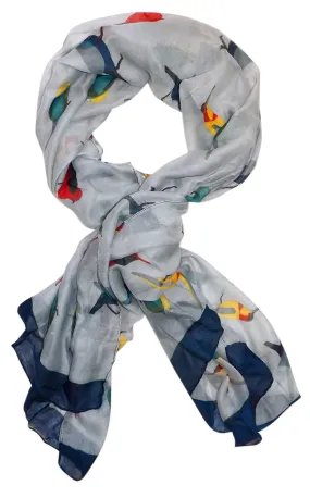 Multicolor Graphic Design Lightweight Summer Fall Bird Print Scarf