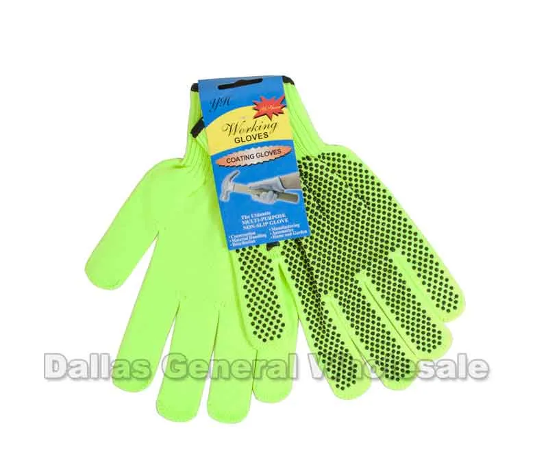 Neon Yellow String Knit Work Gloves Wholesale