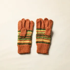 Orange - Kumaun Hand Knitted Woolen Gloves (Adult) 37