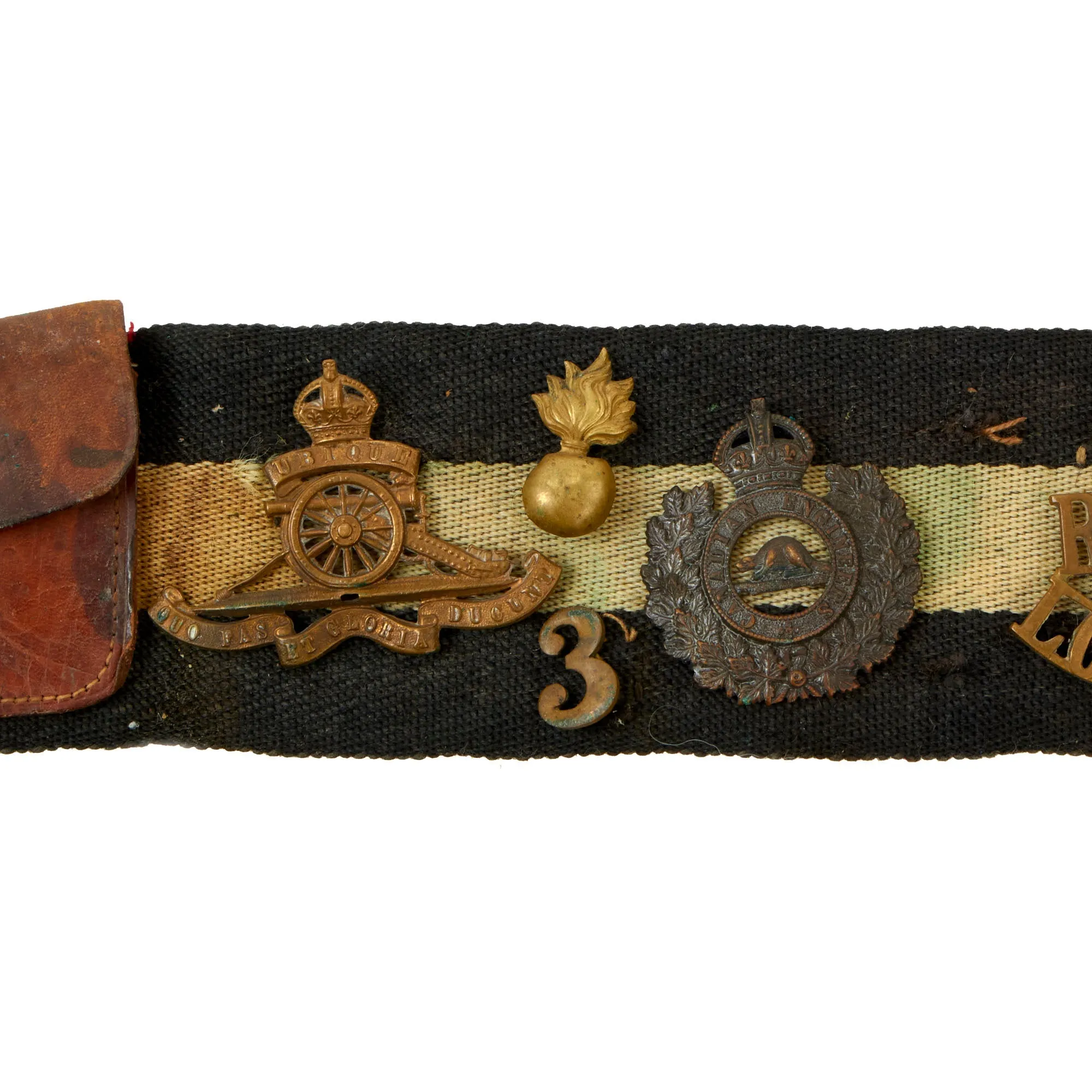 Original Canadian WWI Souvenir Hate Stable Belt With 14 Attached Items