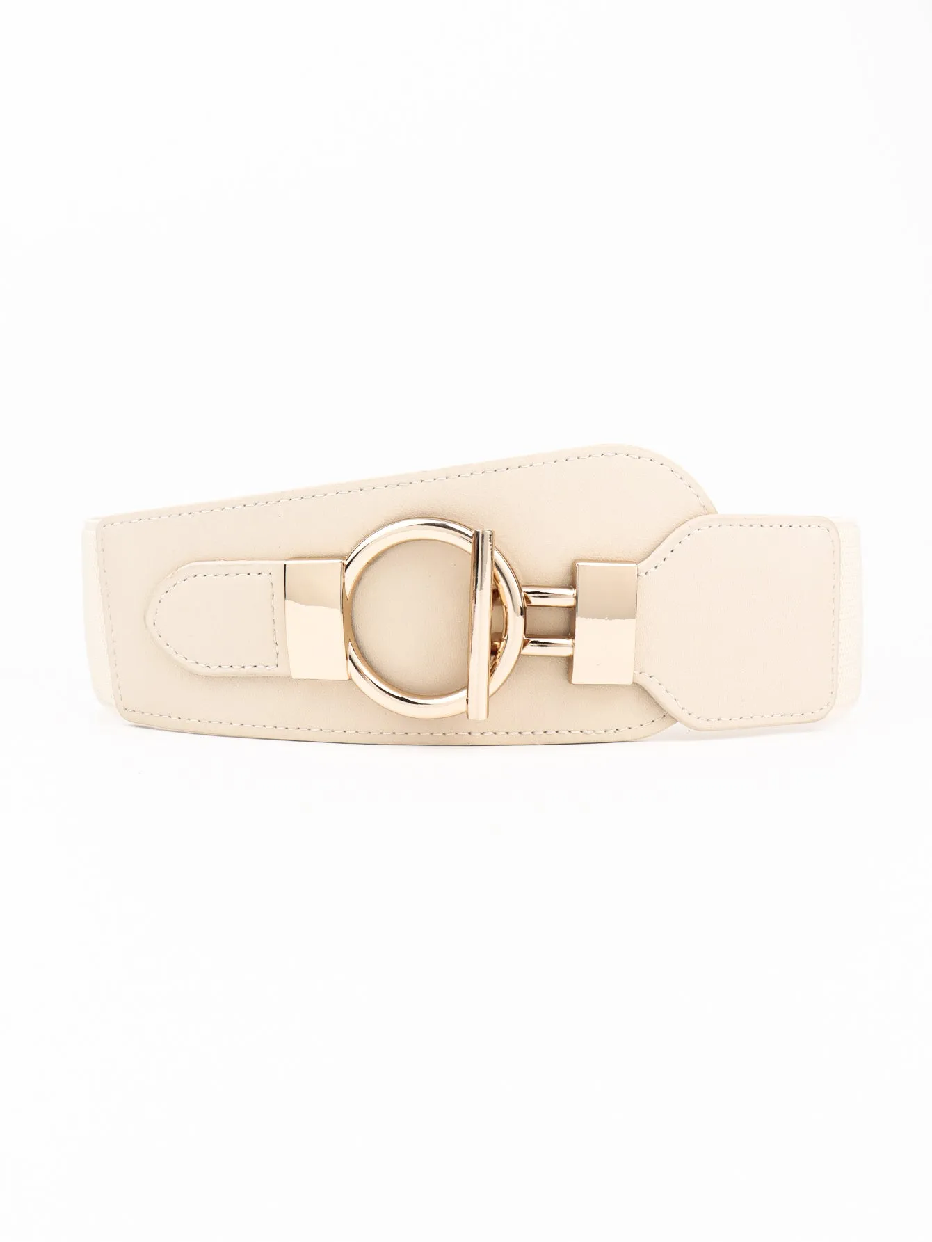 PU Elastic Wide Belt with Alloy Buckle