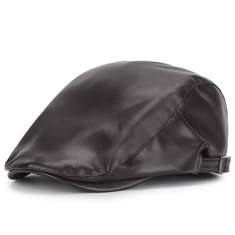 PU leather beret casual cap