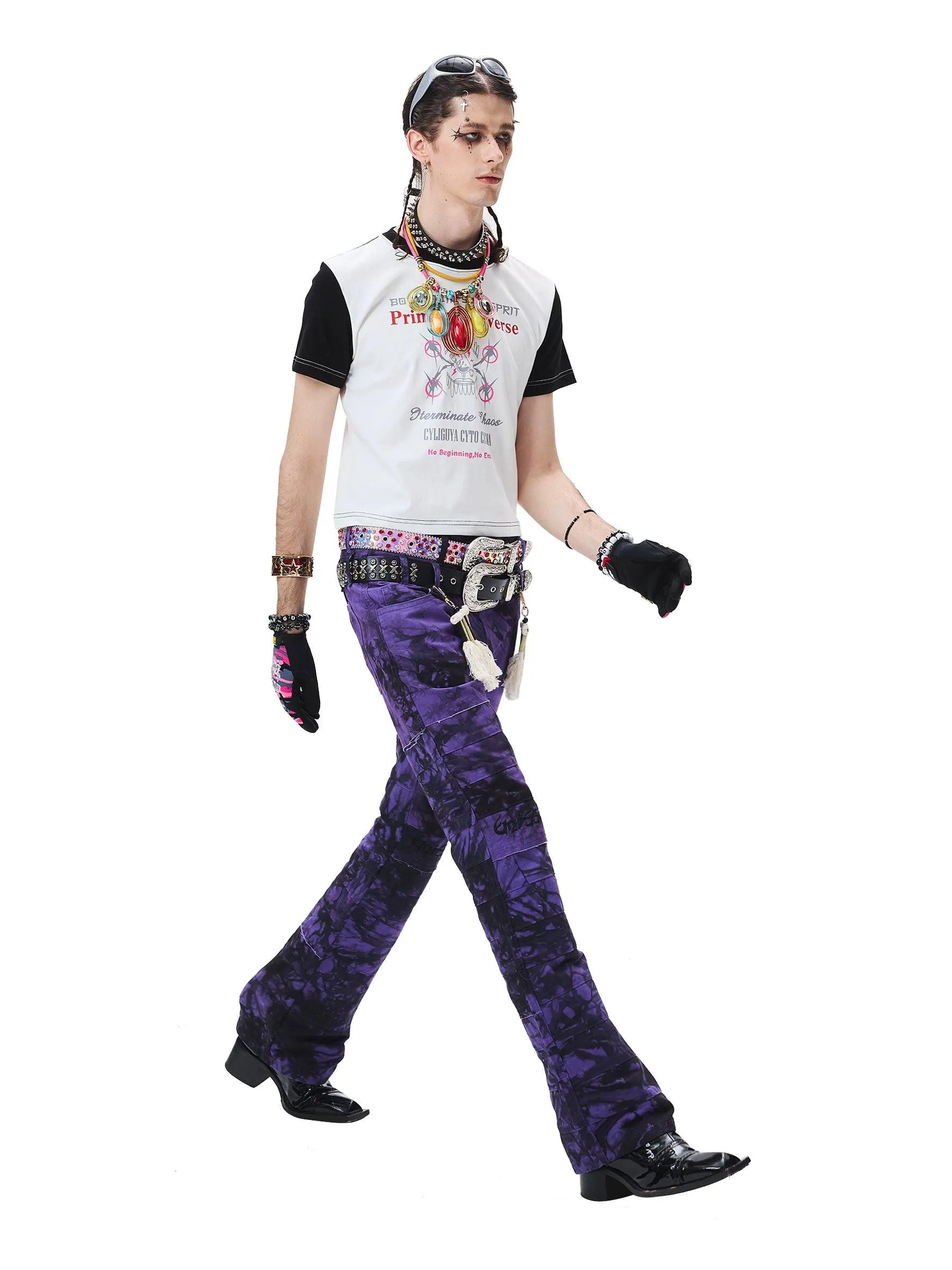 Purple Tie-Dye Wide-Leg Trousers