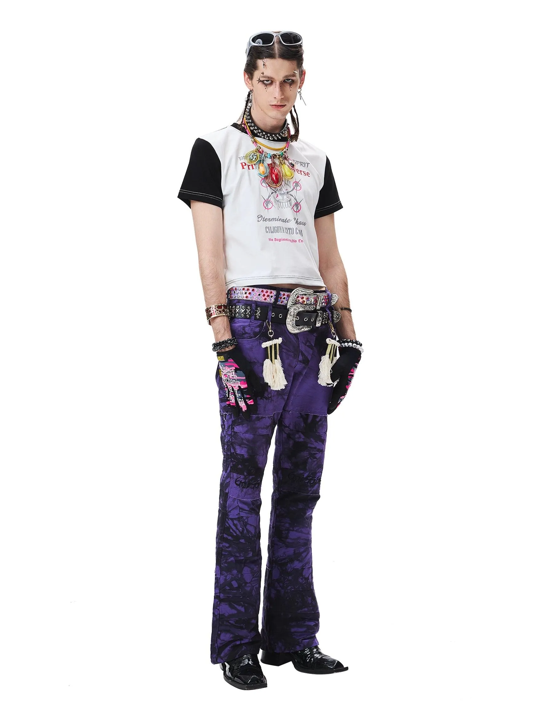 Purple Tie-Dye Wide-Leg Trousers