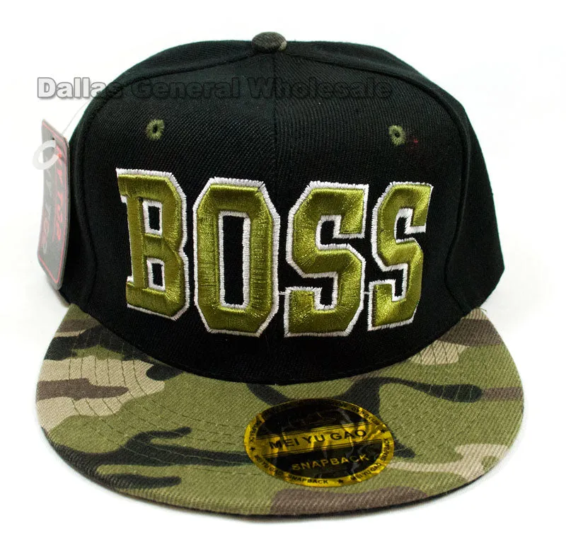 "Boss" Trendy Flat Bill Snap Back Caps Wholesale