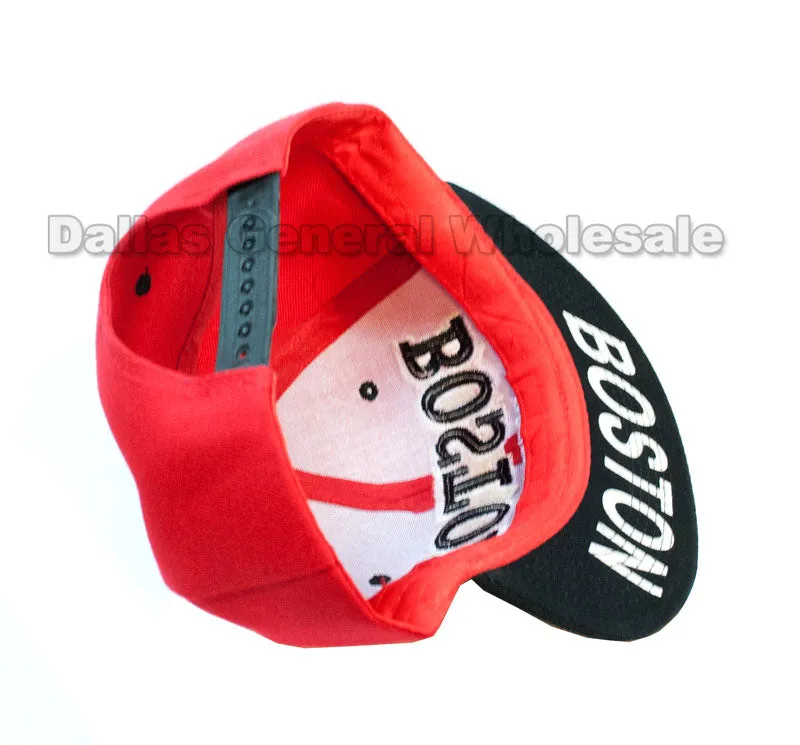 "Boston" Casual Flat Bill Snap Back Caps Wholesale