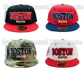 "Boston" Casual Flat Bill Snap Back Caps Wholesale