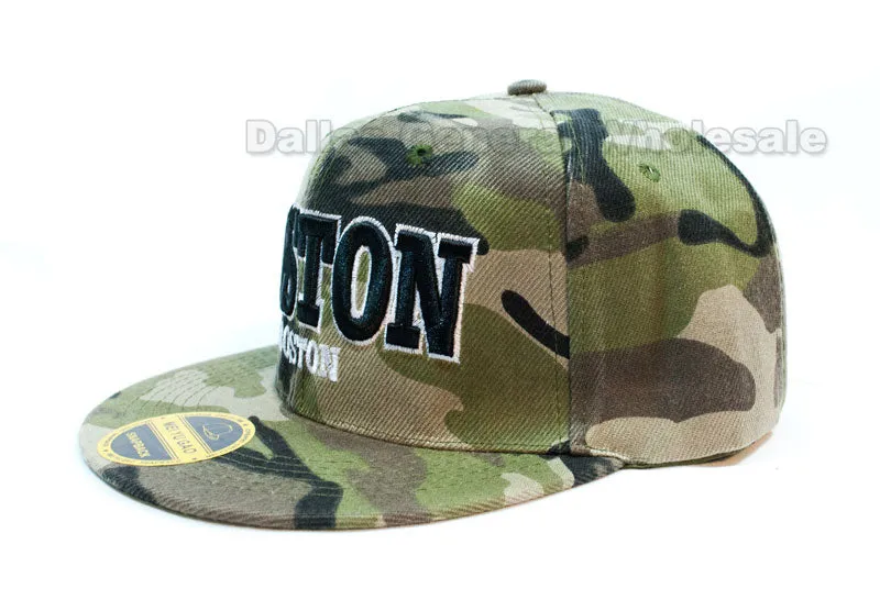 "Boston" Casual Flat Bill Snap Back Caps Wholesale