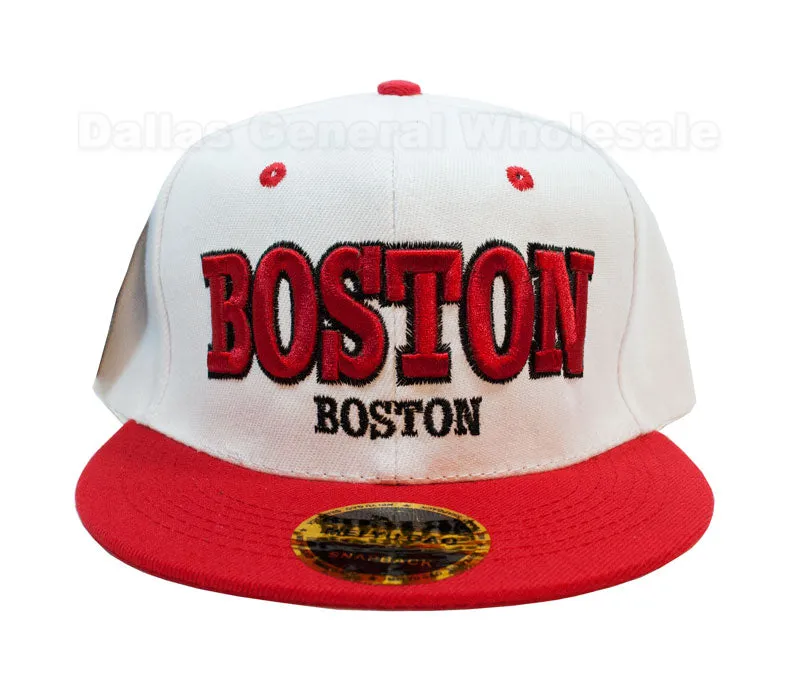 "Boston" Casual Flat Bill Snap Back Caps Wholesale