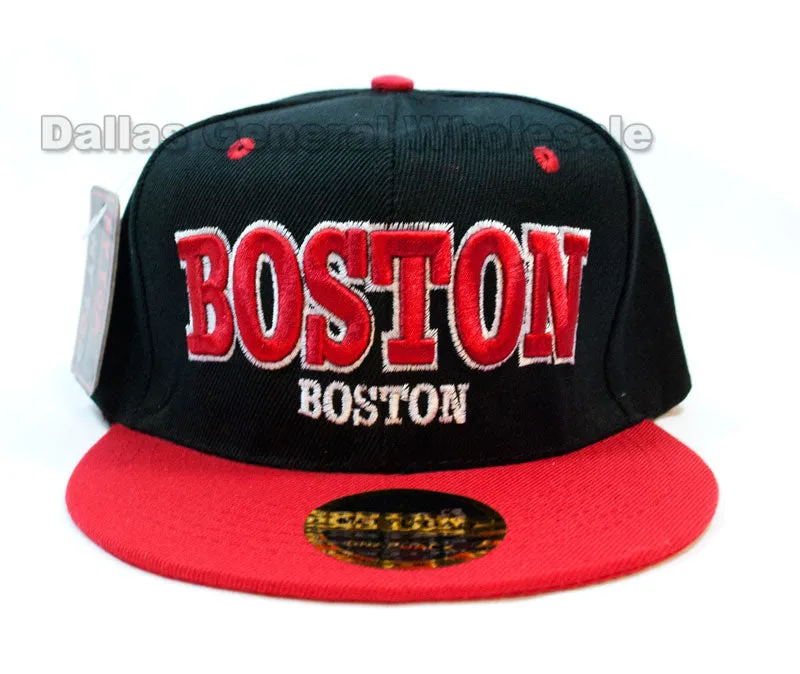 "Boston" Casual Flat Bill Snap Back Caps Wholesale