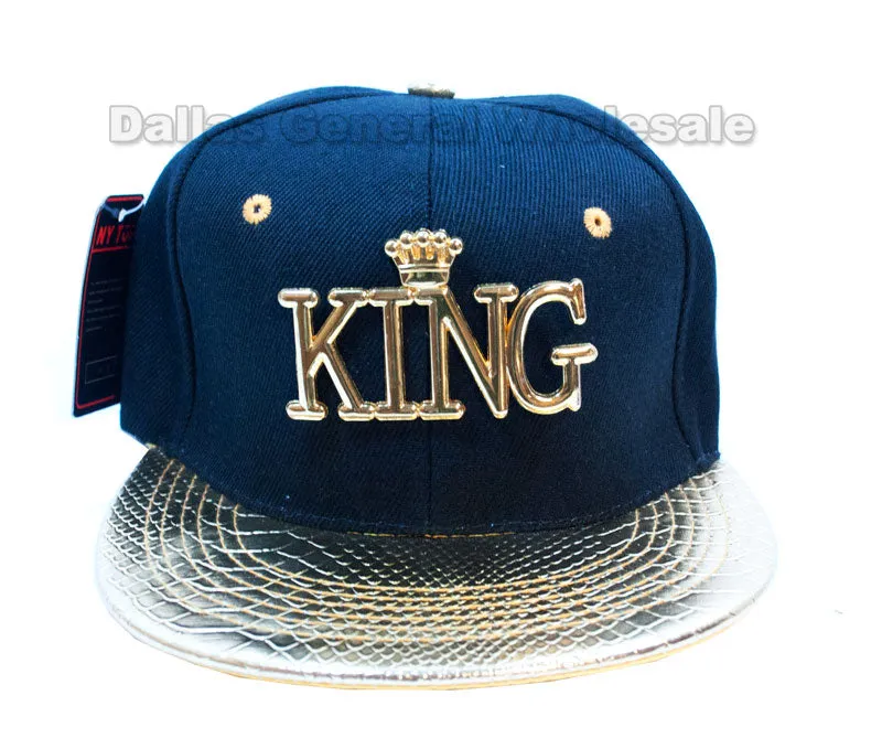 "KING" Trendy Snap Back Flat Bill Caps Wholesale