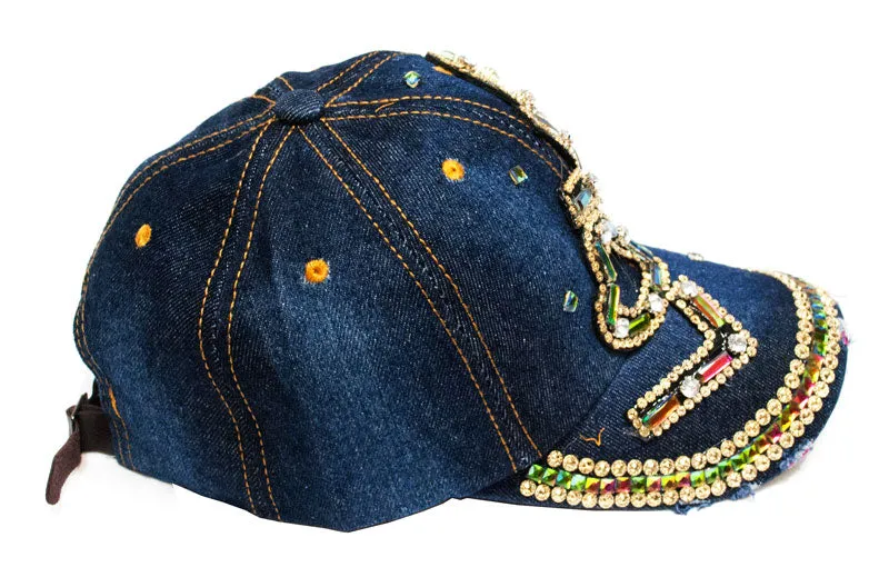 "LOVE" Studded Fashion Jean Casual Caps