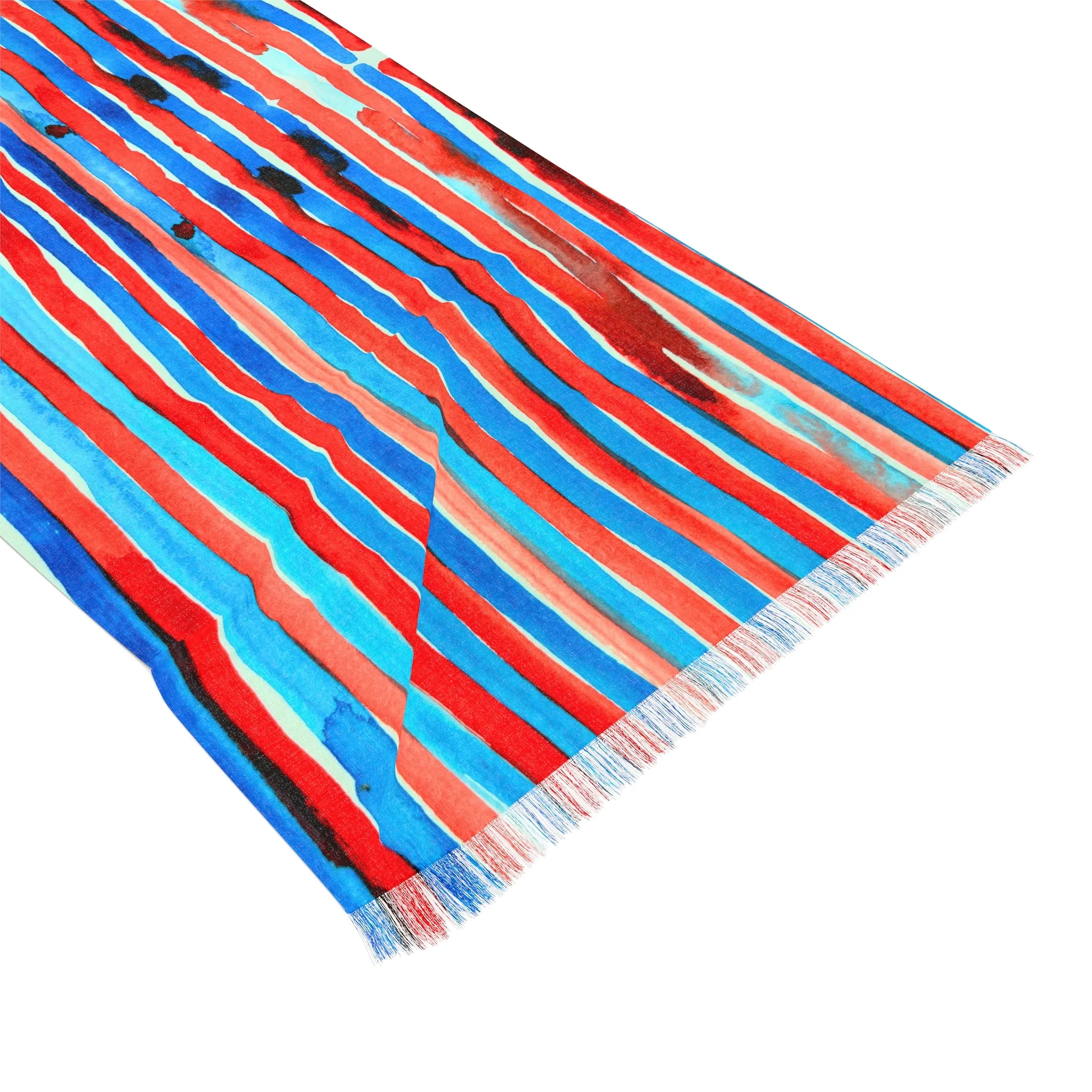 Red Blue Neon Watercolor Stripe Lightweight Scarf