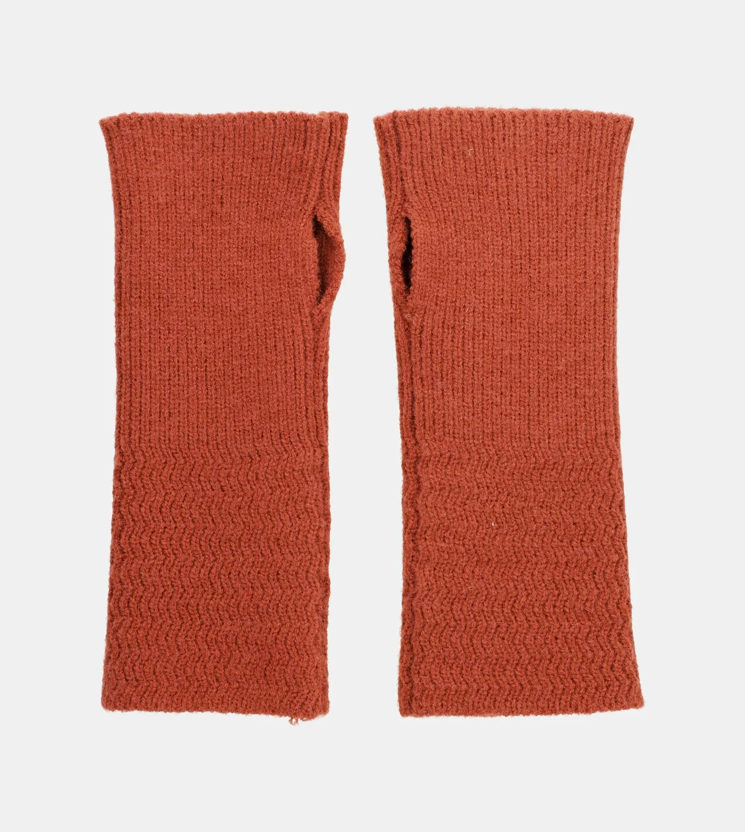 Red knitted gloves