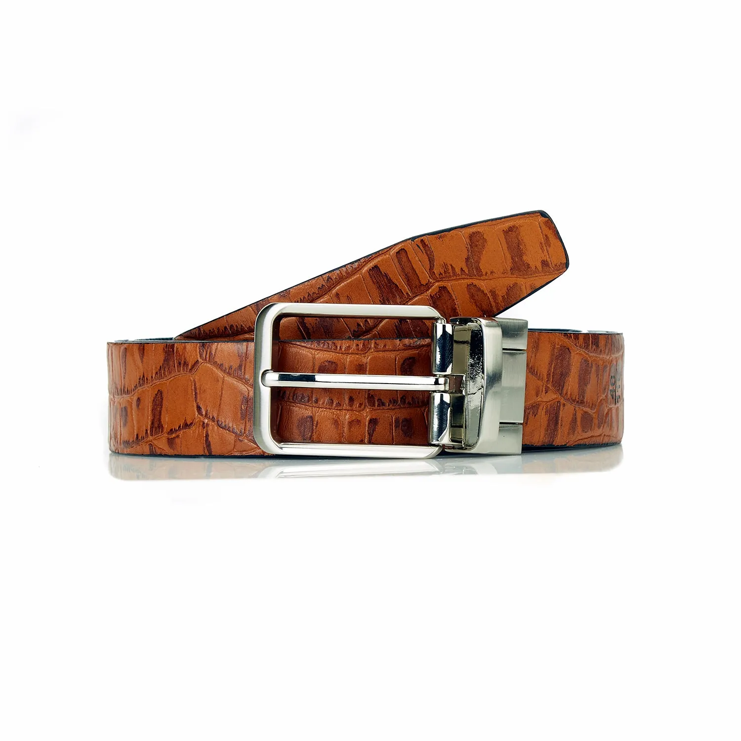 RL Croco Printed Reversible Leather Belt for Men - Formal Wear