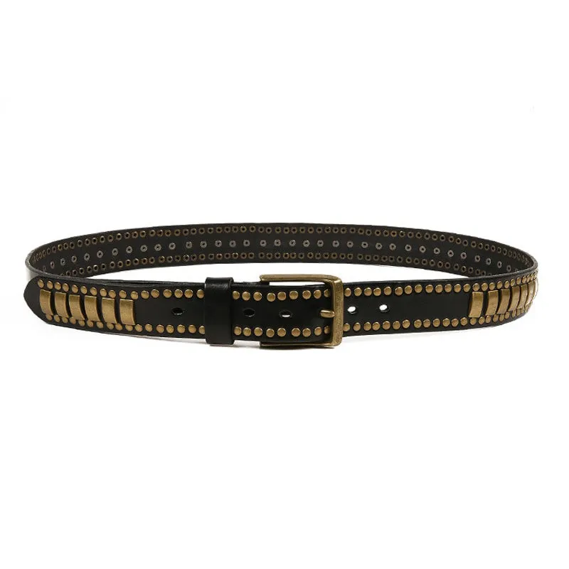 Rock Belts Geometry Pattern for Men and Women / Riveted Decorative Belts