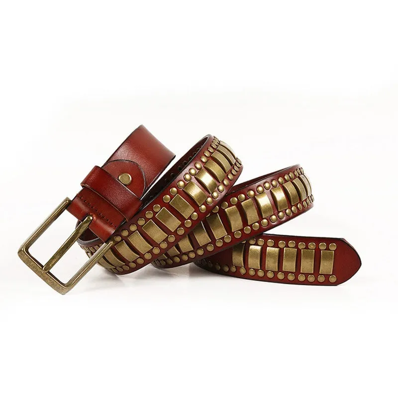 Rock Belts Geometry Pattern for Men and Women / Riveted Decorative Belts