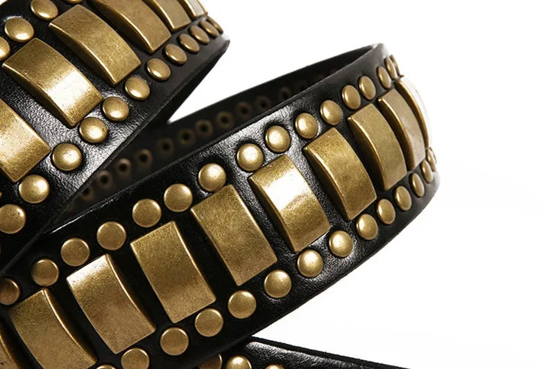 Rock Belts Geometry Pattern for Men and Women / Riveted Decorative Belts