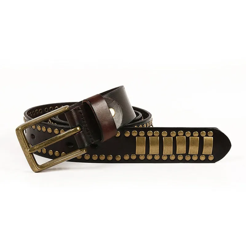 Rock Belts Geometry Pattern for Men and Women / Riveted Decorative Belts