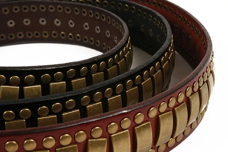 Rock Belts Geometry Pattern for Men and Women / Riveted Decorative Belts