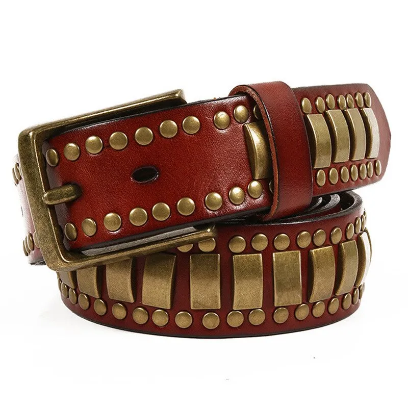 Rock Belts Geometry Pattern for Men and Women / Riveted Decorative Belts