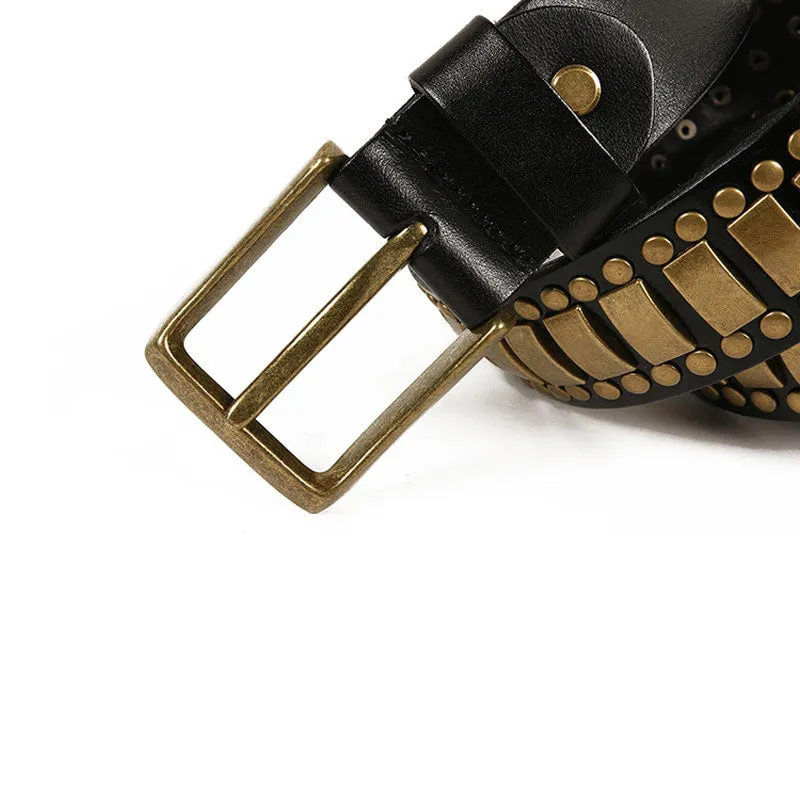 Rock Belts Geometry Pattern for Men and Women / Riveted Decorative Belts