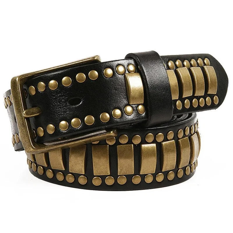 Rock Belts Geometry Pattern for Men and Women / Riveted Decorative Belts