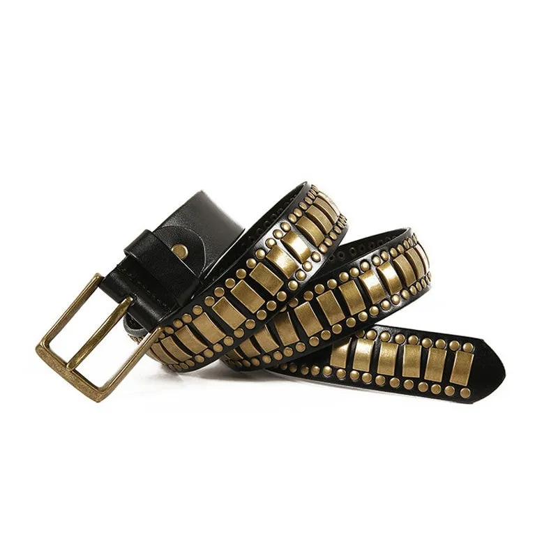 Rock Belts Geometry Pattern for Men and Women / Riveted Decorative Belts