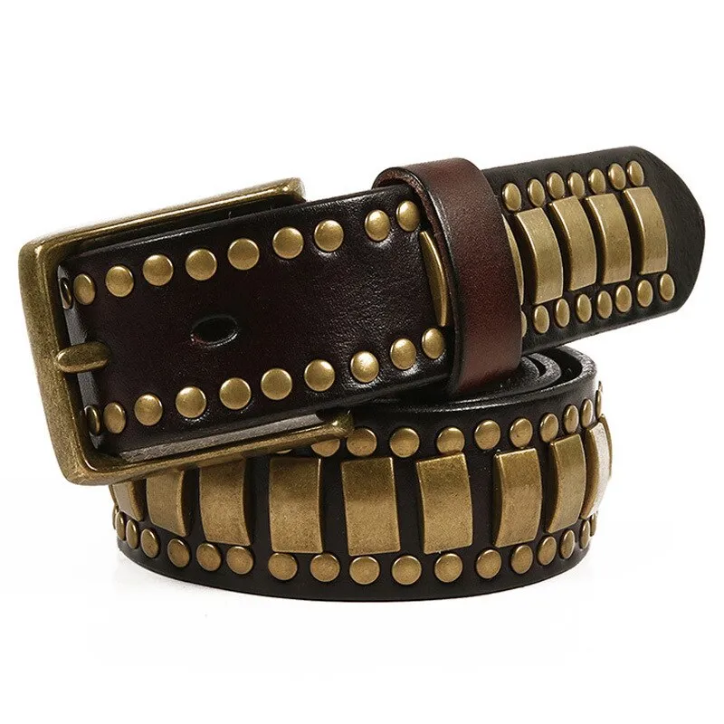 Rock Belts Geometry Pattern for Men and Women / Riveted Decorative Belts