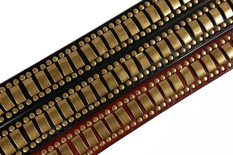 Rock Belts Geometry Pattern for Men and Women / Riveted Decorative Belts