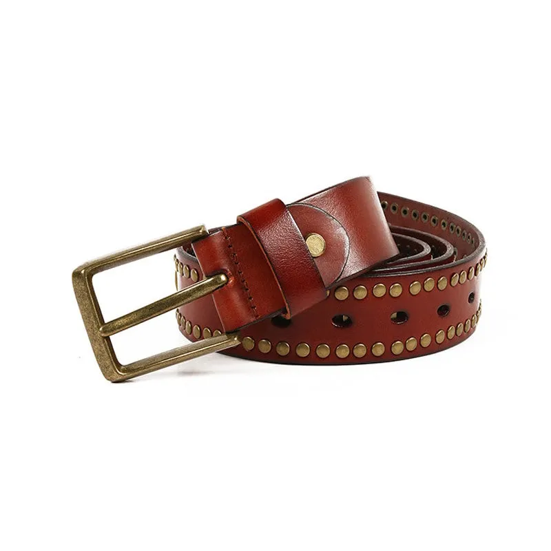 Rock Belts Geometry Pattern for Men and Women / Riveted Decorative Belts