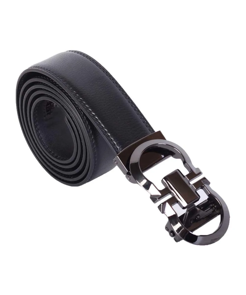 Salvatore Ferragamo Black Leather Automatic Buckle Formal Belt