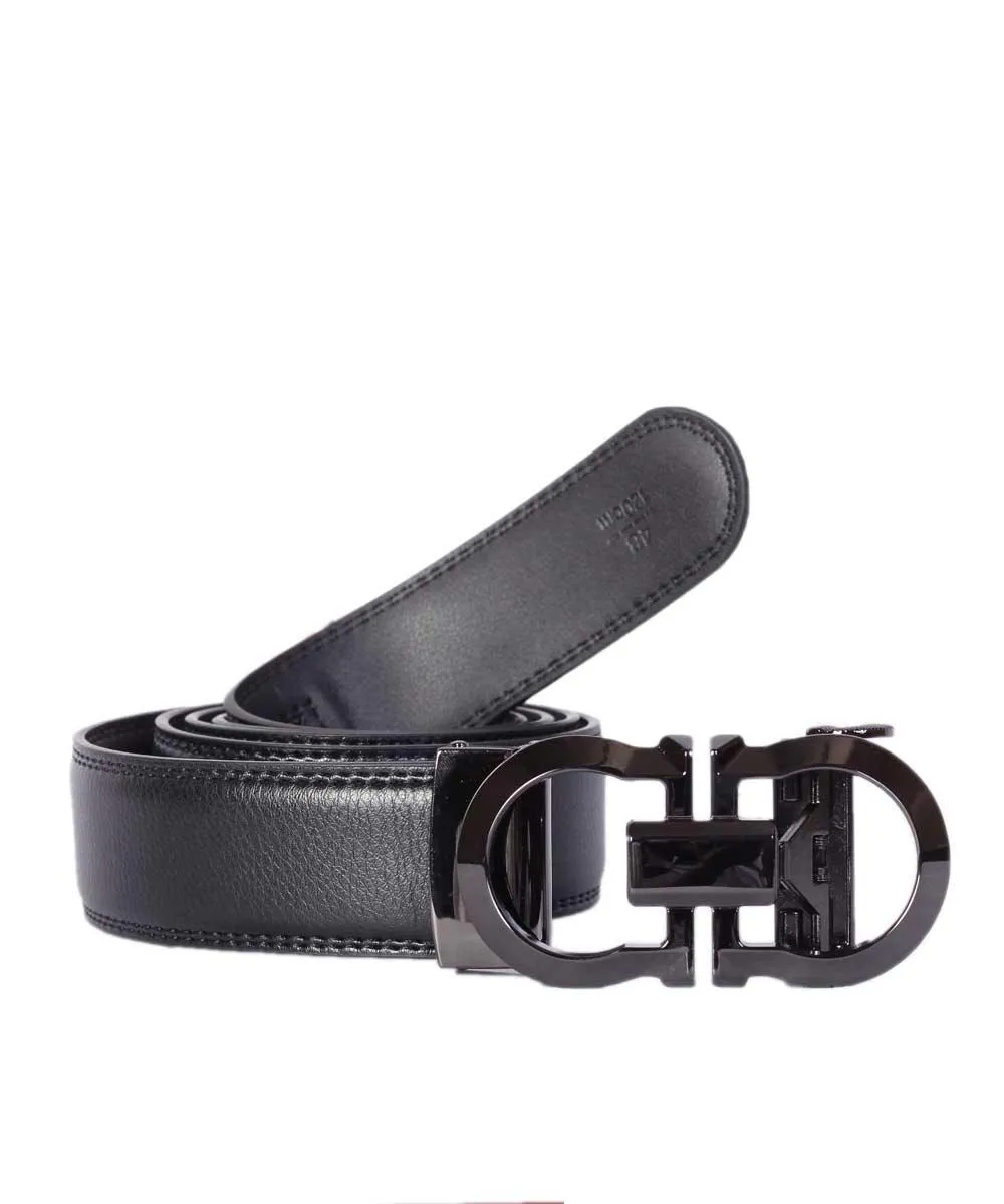 Salvatore Ferragamo Black Leather Automatic Buckle Formal Belt