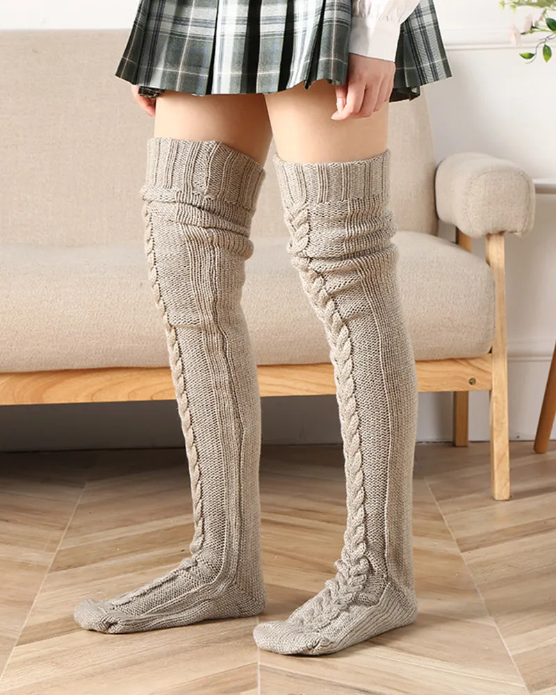 SheCurve®Warm Cable Knit Over-Knee Socks