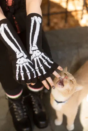 Skeleton Fingerless Gloves