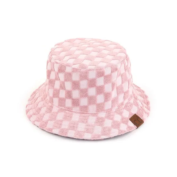 Trendy Checkered Terry Cloth Bucket