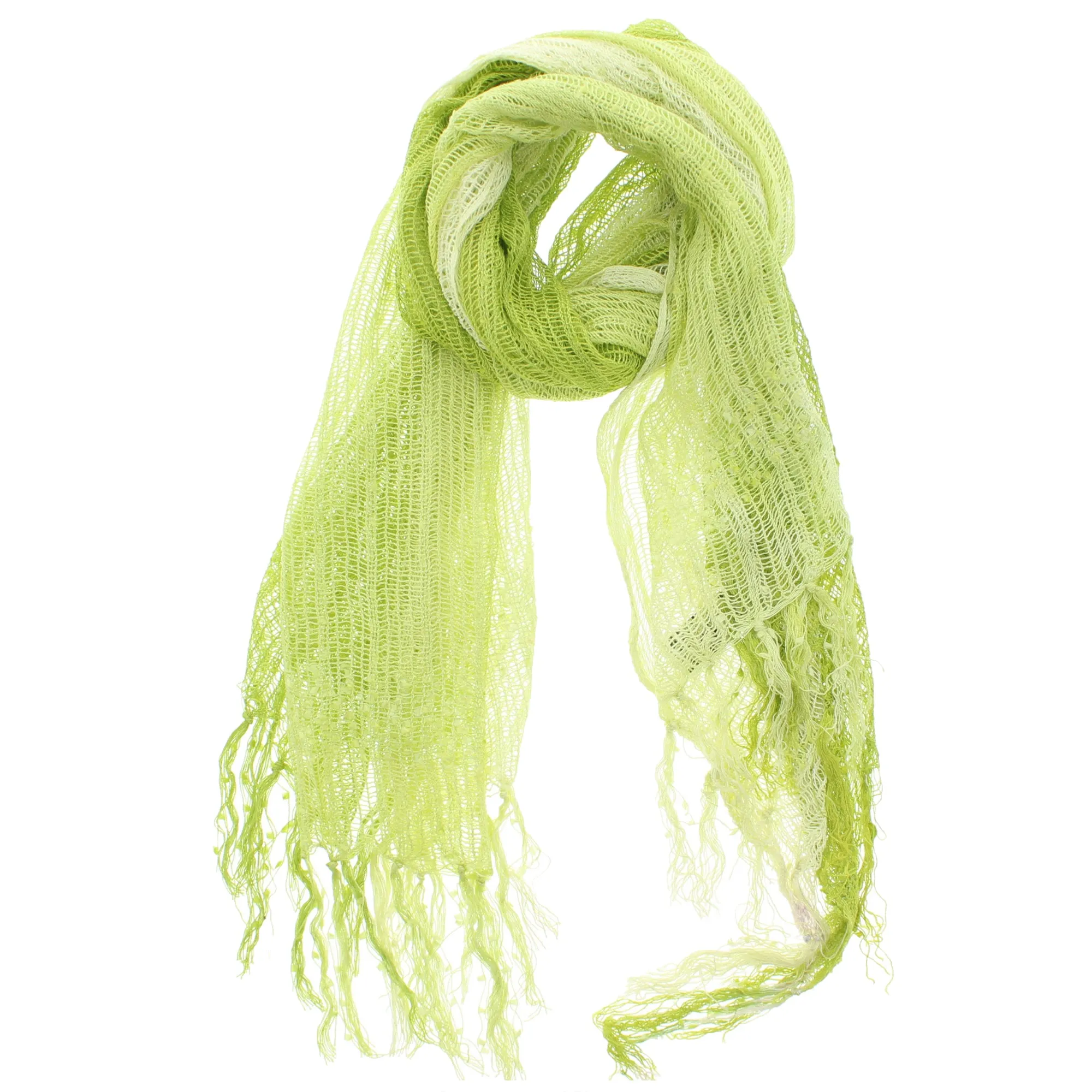 Two Tone Colour Lightweight Net Scarf with Tassels