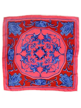 Vintage Coral Pink & Blue Patterned Scarf