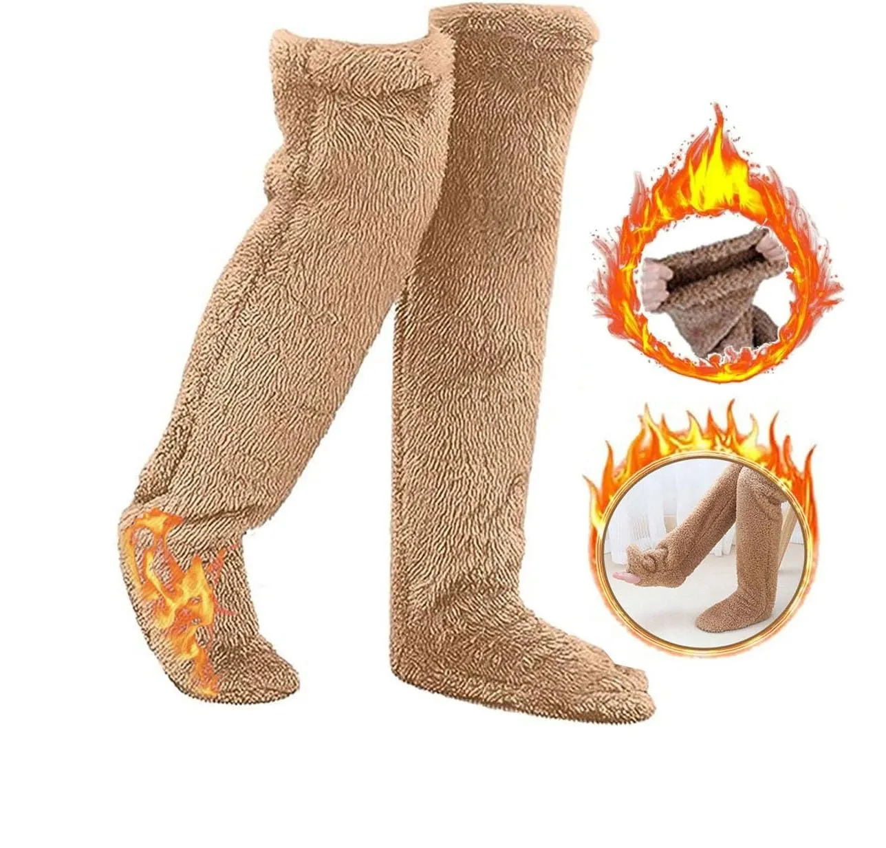 Winter Thigh-High Socks – Fuzzy Over-Knee Boot Stockings with Plush Warmth for Women and Kids at Home or Office