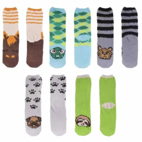 Women's Cute Fuzzy Cozy Super Warm Soft Animal Indoor Outdoor Cabin Crew Socks